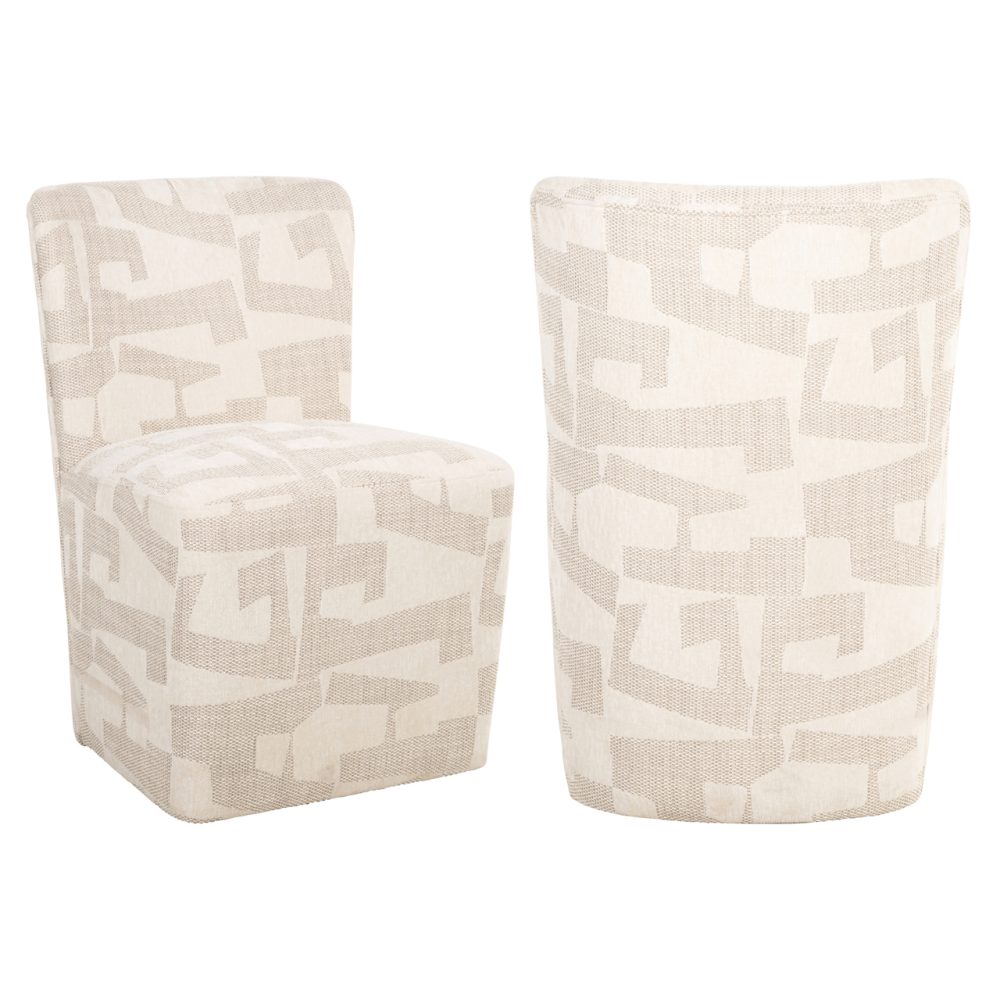 Eetkamerstoel Lorain beige graffic on wheels