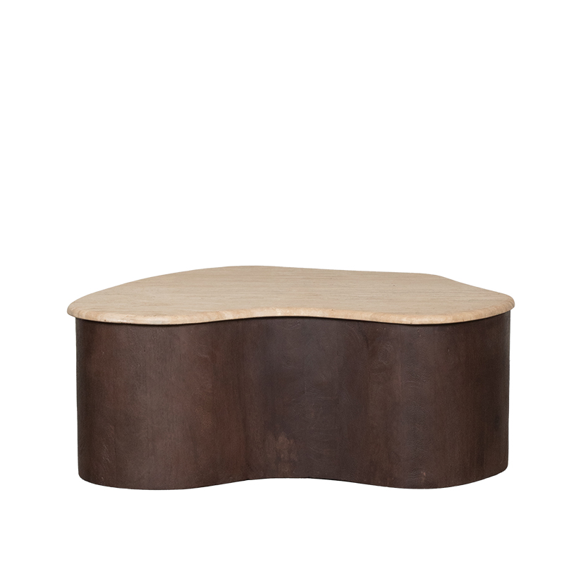 Salontafel I_Davi - Espresso - Travertin - 80 cm