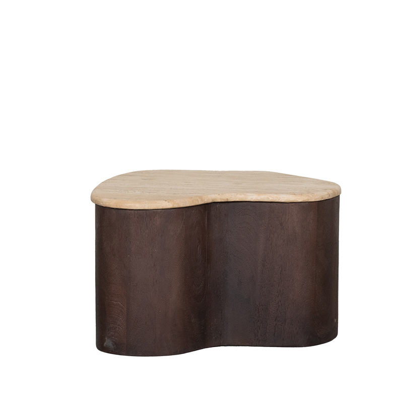 Salontafel Davi - Espresso - Travertin - 50 cm