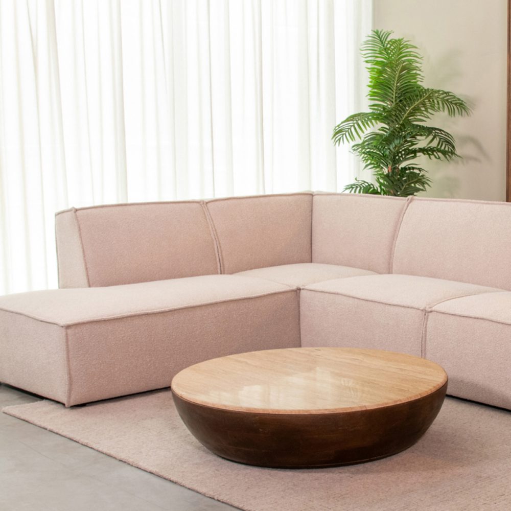 Salontafel Bowl - Espresso - Travertin - 90 cm - Rond