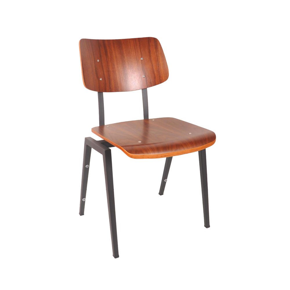 Eetkamerstoel I_Stapelbare Schoolstoel - Bruin - Hout - One Size