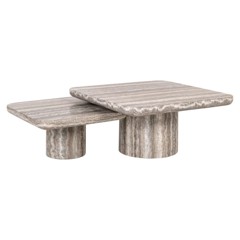 Salontafel Denizly grey faux travertine  (Set of 2)