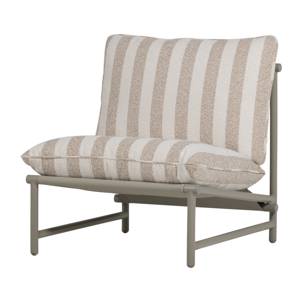 ELVO TUIN LOUNGESTOEL ALUMINIUM STREEP WIT/ZAND