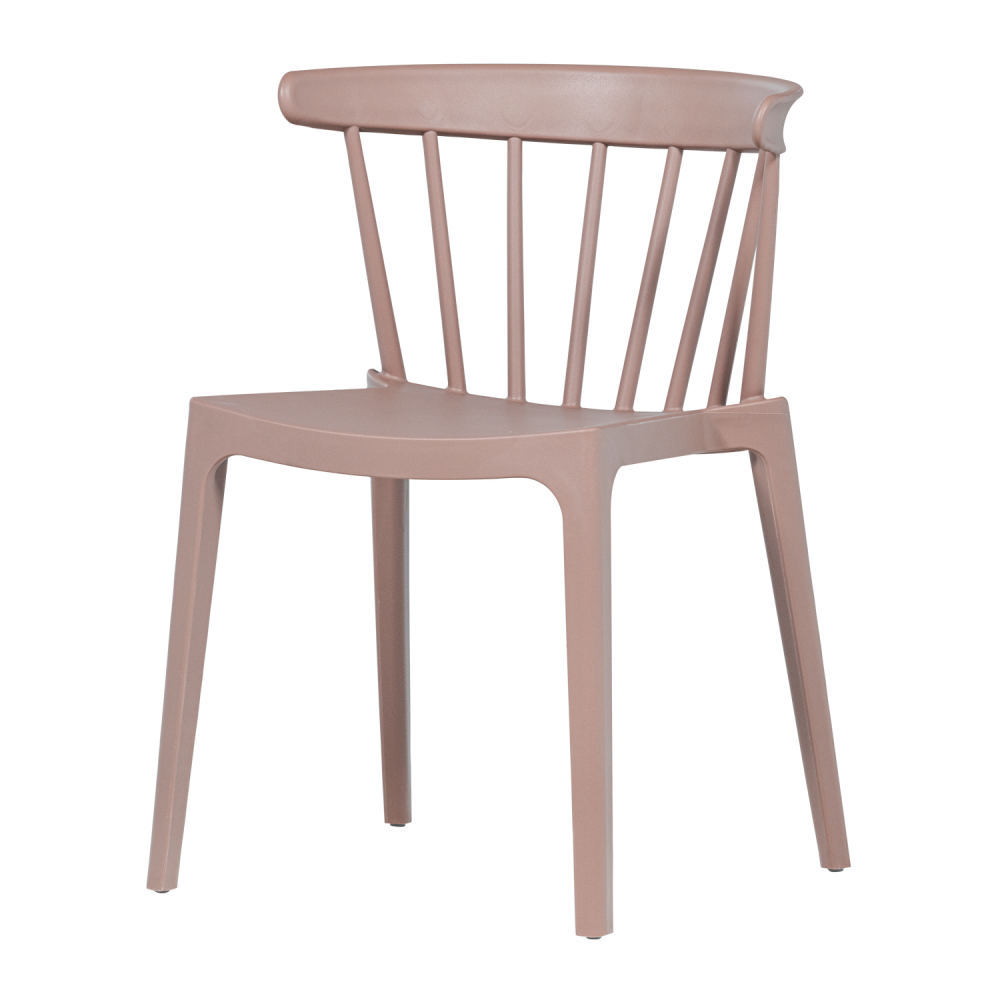 BLISS TUINSTOEL MET SPIJLEN KUNSTSTOF ZALMROZE