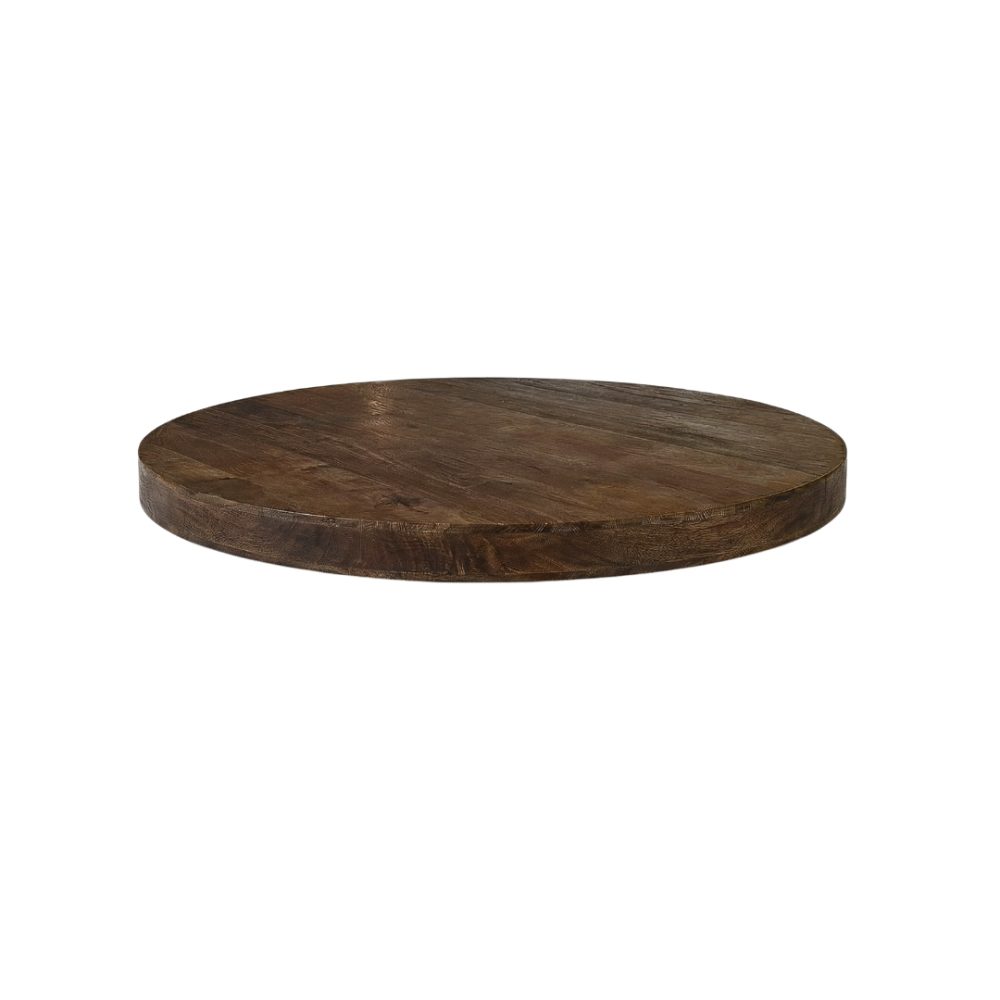 Eetkamertafel Tafelblad Sloppy Edge - Espresso - Mangohout - 120 cm - Rond Straight