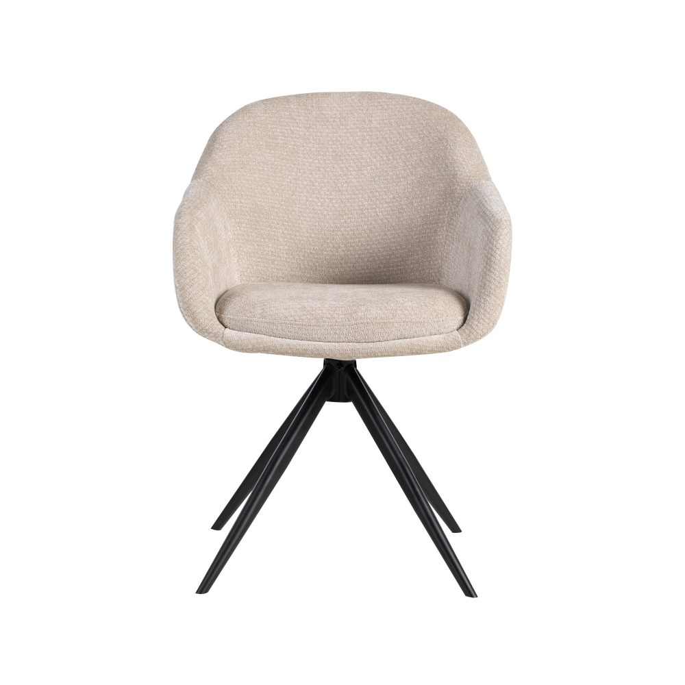 Eetkamerstoel Fiby - Naturel - Elite - Zwart Metalen Frame