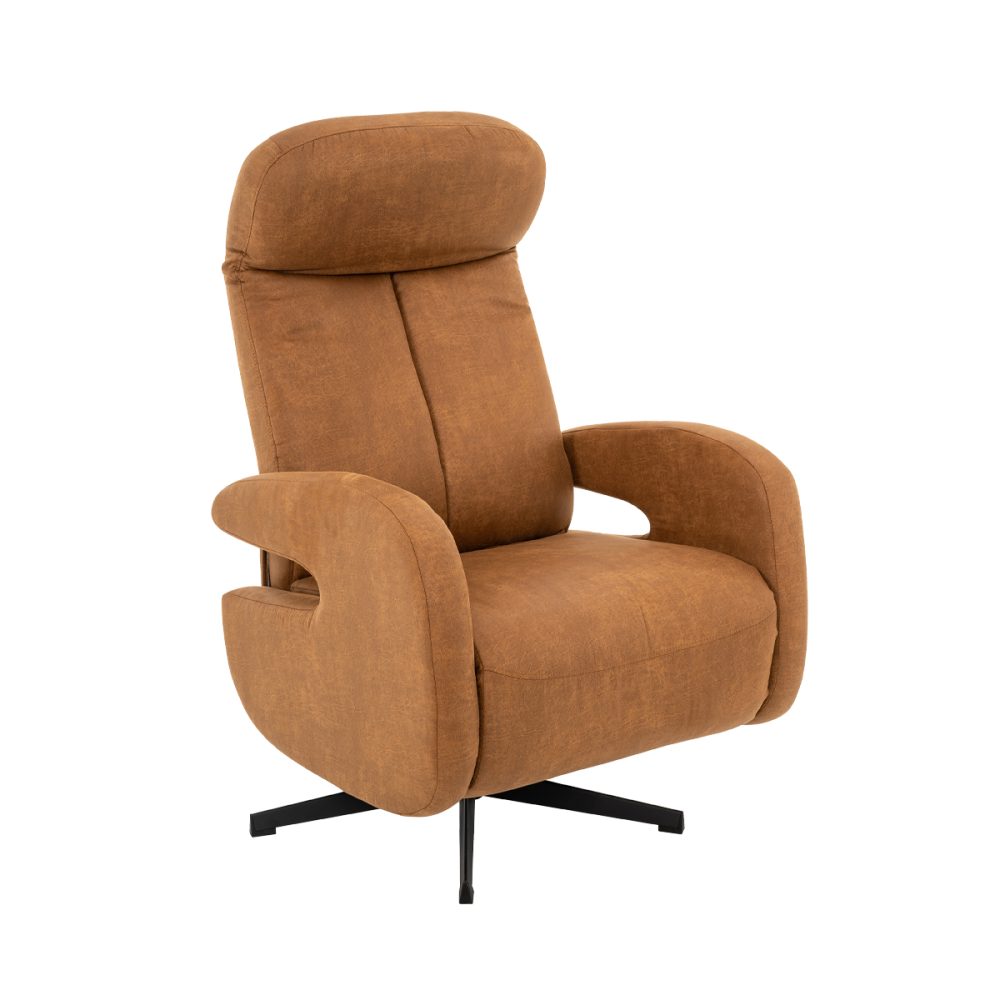 Fauteuil Esbjerg - Cognac - Micro Suede - Manueel Verstelbaar