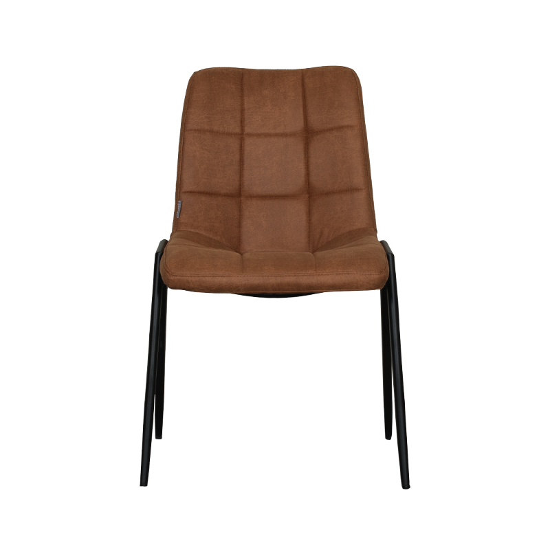 Eetkamerstoel Noor - Cognac - Micro Suede - Zwart Metalen Frame