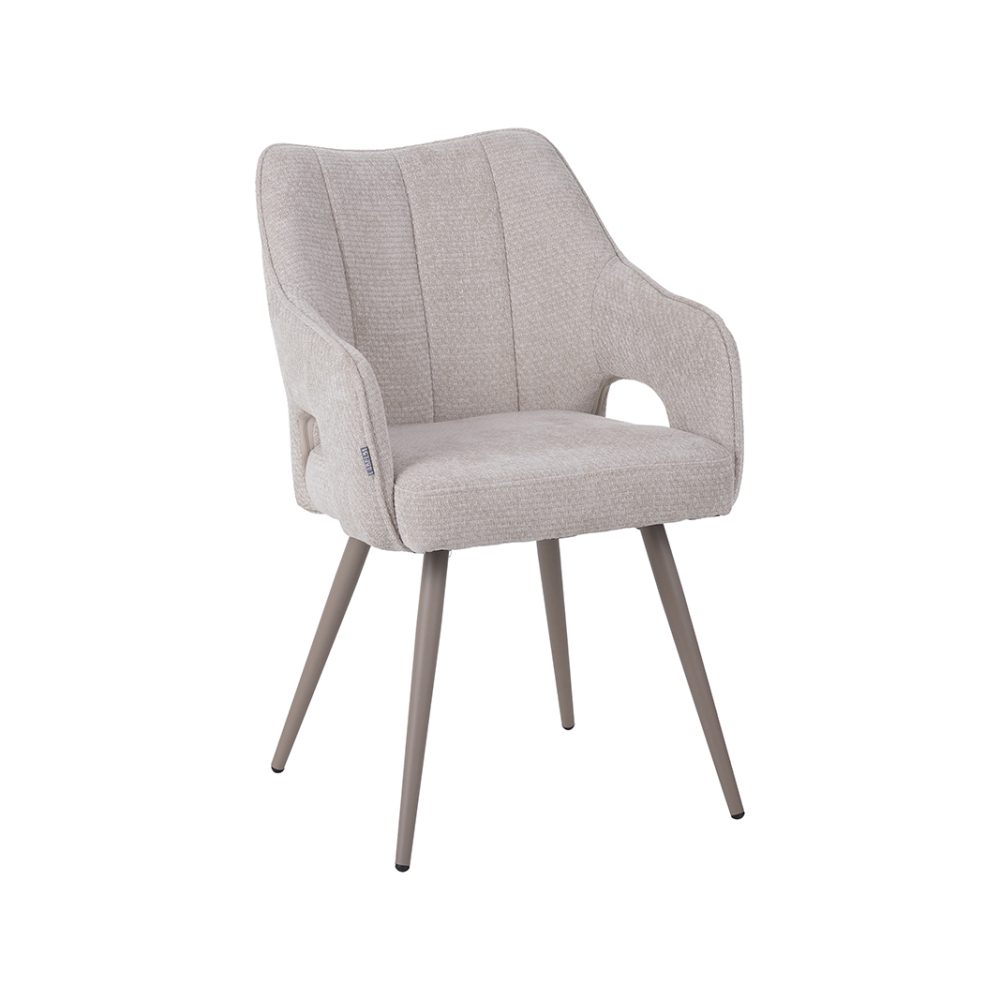 Eetkamerstoel Stan - Naturel - Elite - Taupe Metalen Frame
