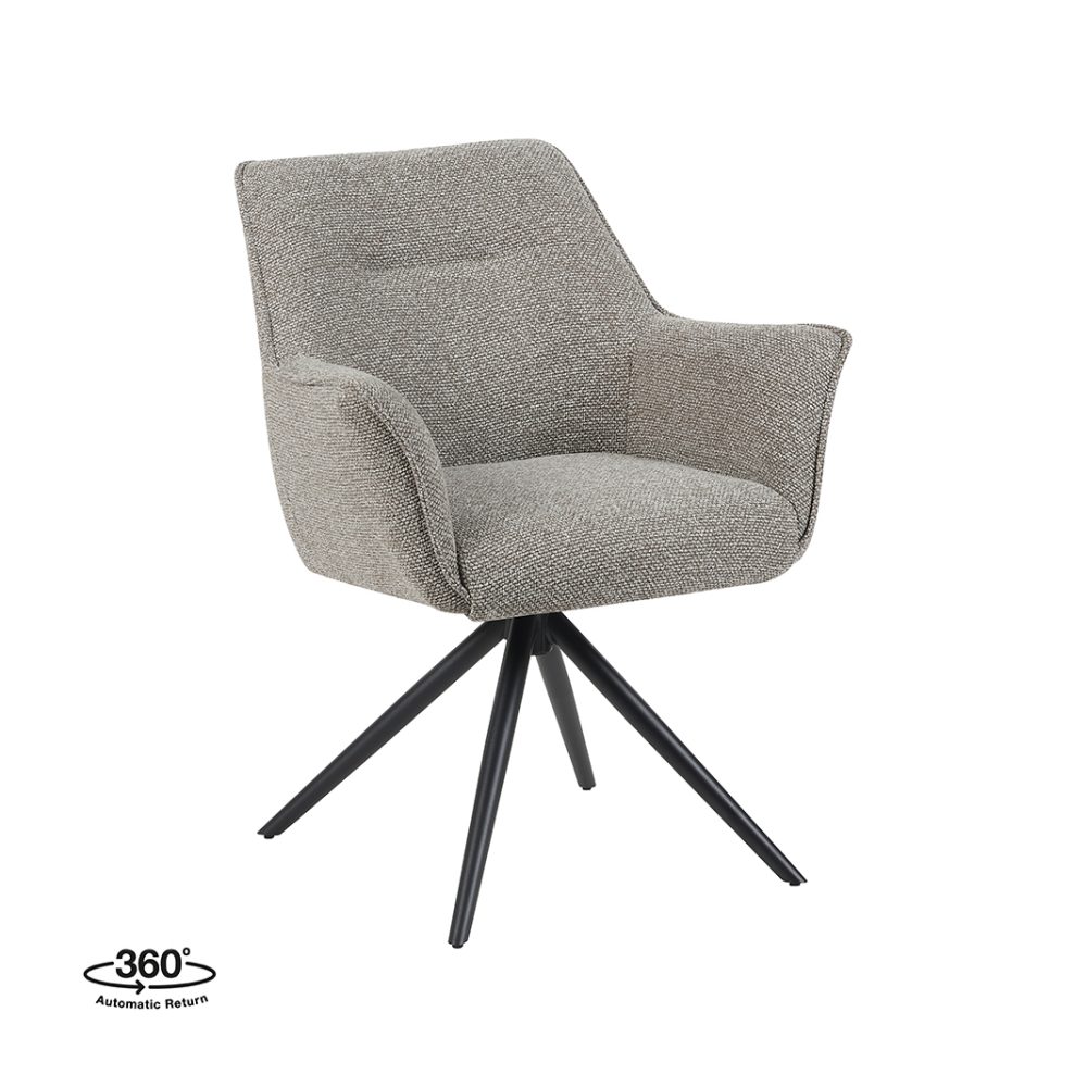 Eetkamerstoel Kimora - Mushroom - Royal Boucle - Zwart Metalen Frame