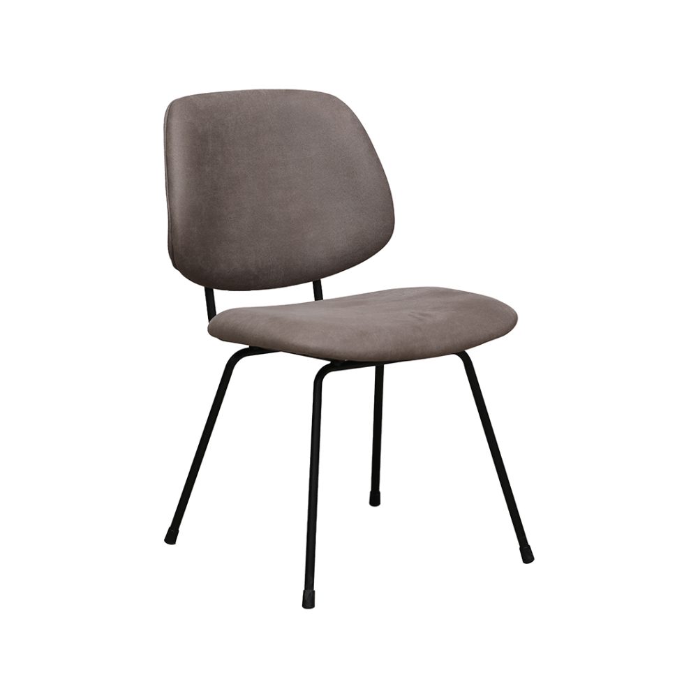 Eetkamerstoel Bello - Taupe - Micro Suede - Zwart Metalen Frame