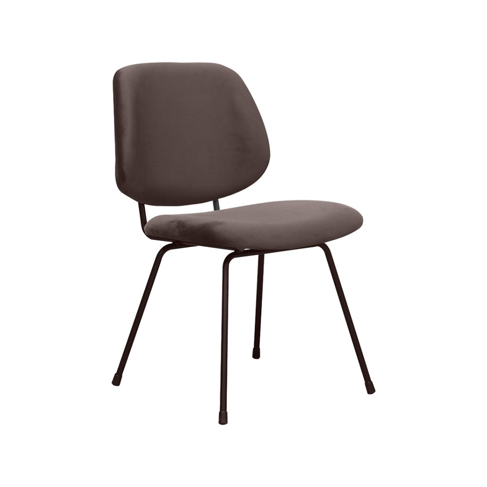 Eetkamerstoel Bello - Taupe - Fluweel - Zwart Metalen Frame