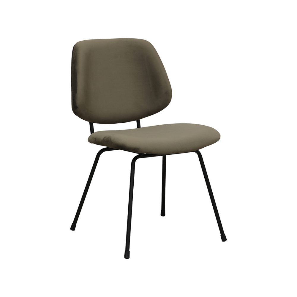 Eetkamerstoel Bello - Hunter - Fluweel - Zwart Metalen Frame