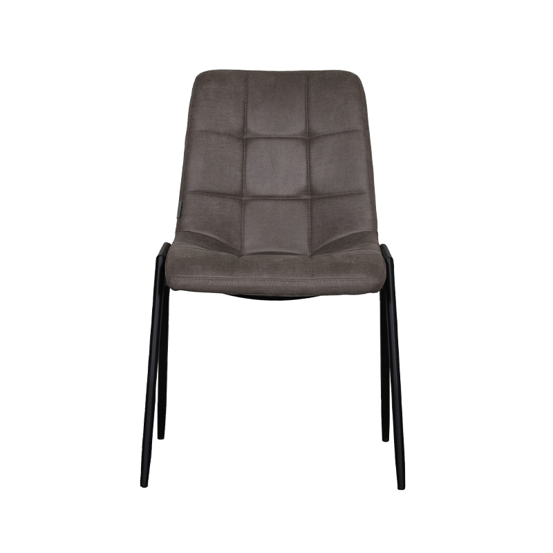 Eetkamerstoel Noor - Taupe - Micro Suede - Zwart Metalen Frame