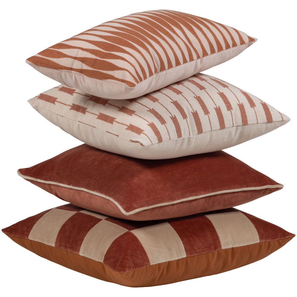 ZENA KUSSENS ROZE/ROESTBRUIN - SET VAN 4