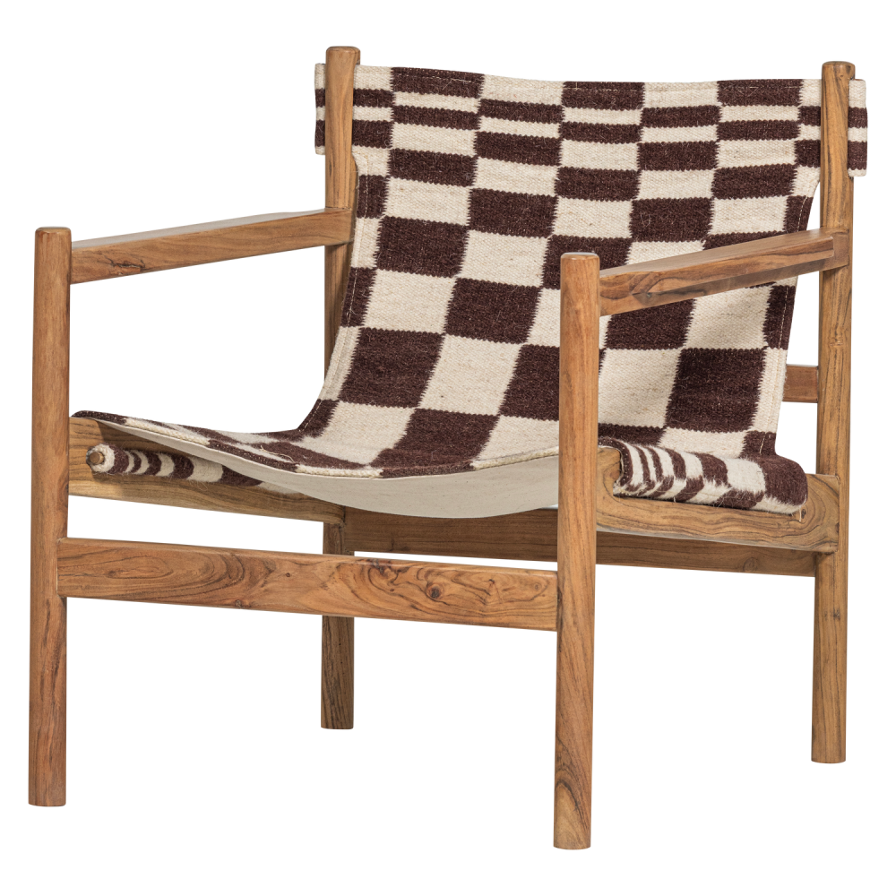 ZANO FAUTEUIL HOUT BRUIN MET KELIM ZITTING NATUREL