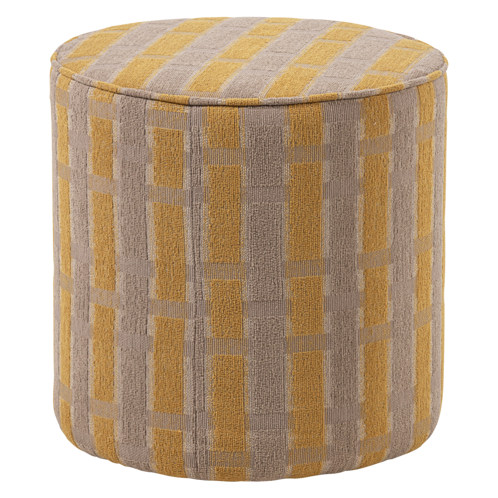 SARLI POEF HOOG RUIT DESSIN CHENILLE TAUPE/GEEL [fsc]