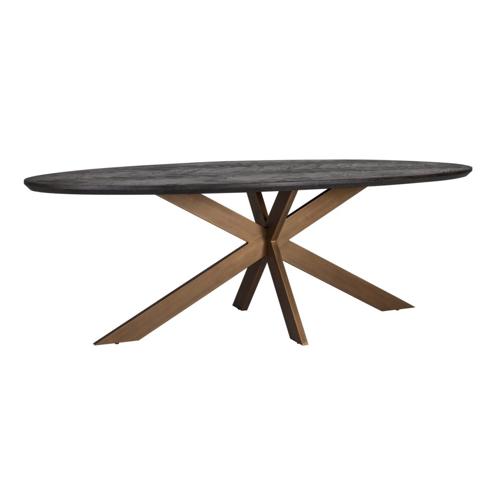 Eettafel Blackbone Brass black rustic oval 260