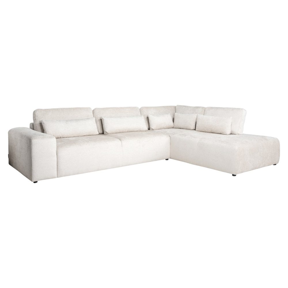 Bank Lund cream fusion 3-seater + ottoman right