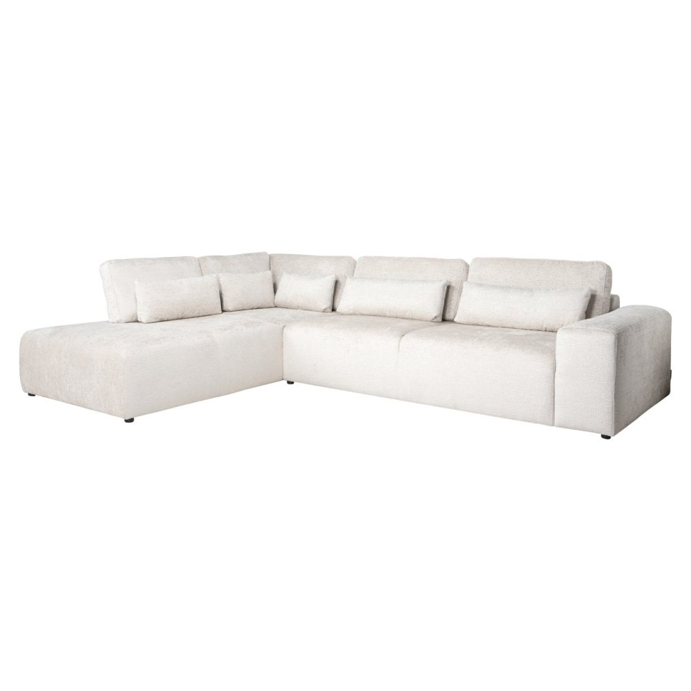 Bank Lund cream fusion 3-seater + ottoman left