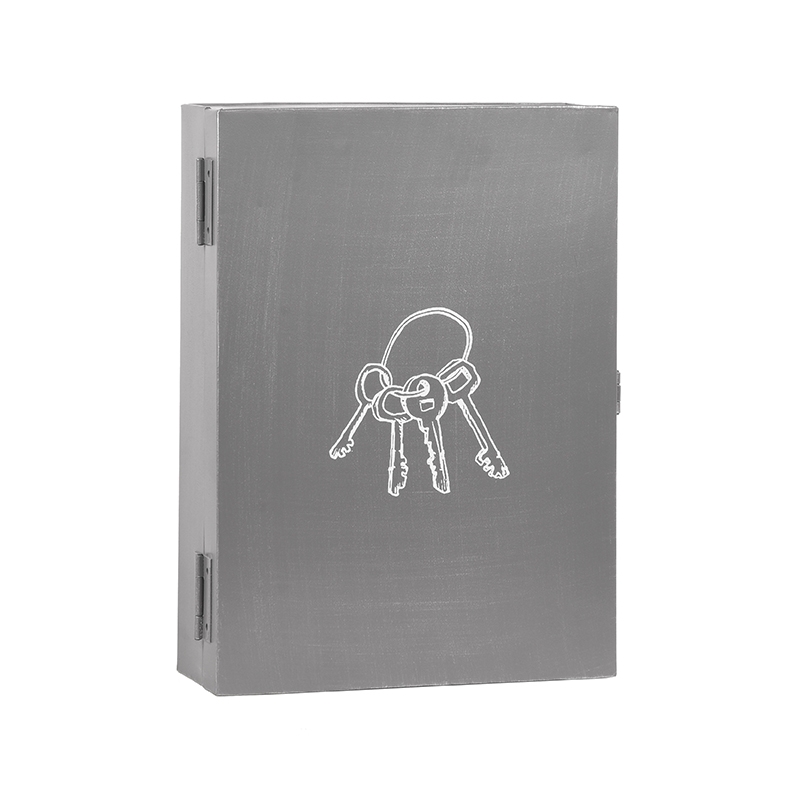 Wanddecoratie Sleutelkastje - Antiek Grijs - Metaal - One Size