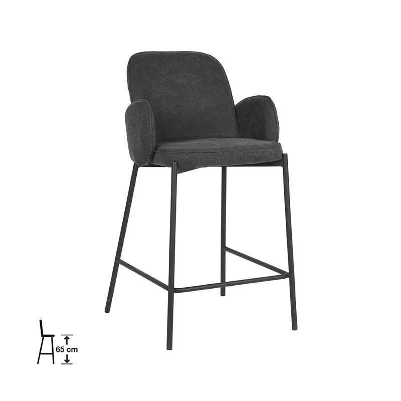 Barkruk Jari - Antraciet - Weave - Laag