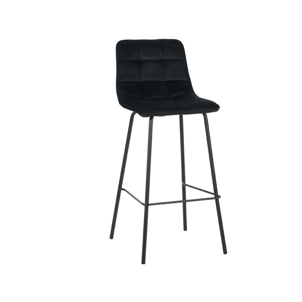 Barkruk Bistro - Zwart - Fluweel - Hoog