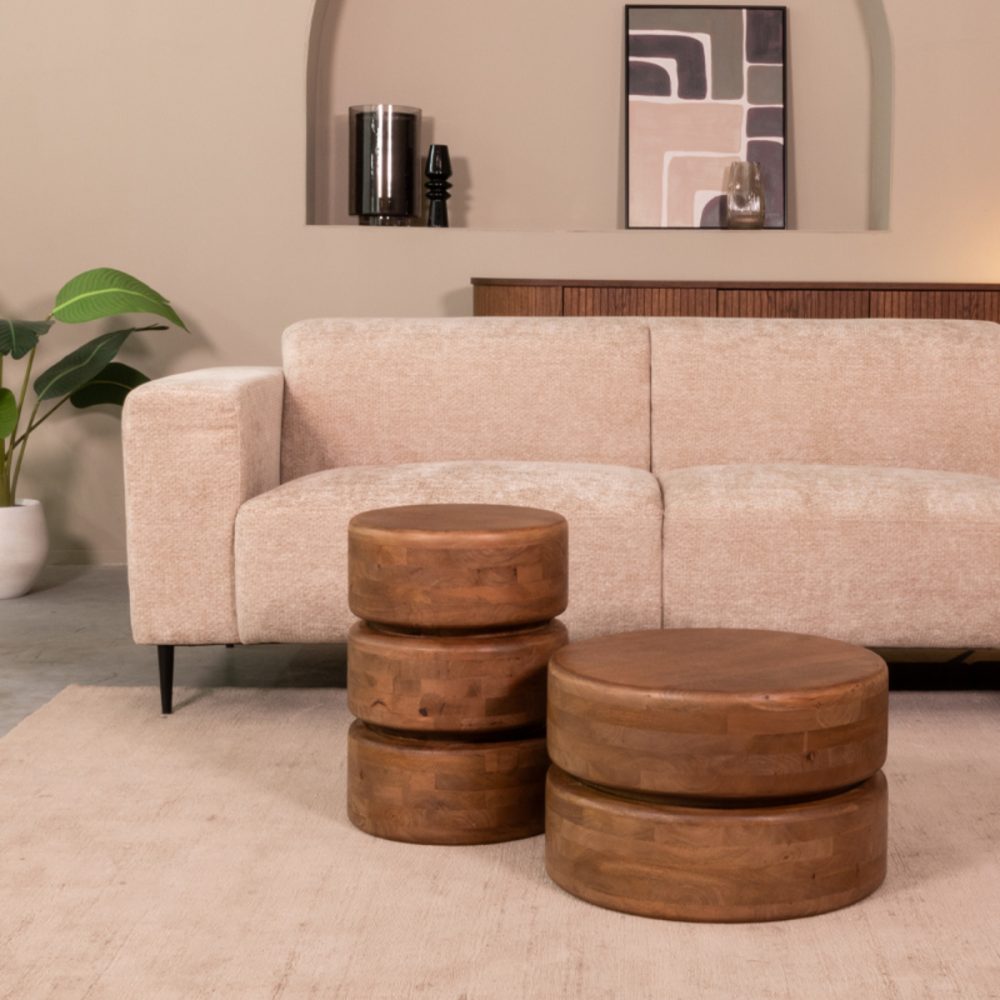 Bijzettafel Milly - Nature Smooth - Mangohout - 35 cm - Rond