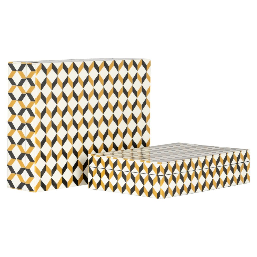 Opbergdoos Frences black/gold (Set of 2)