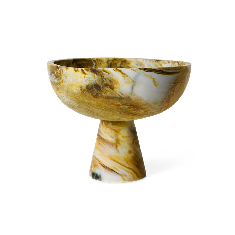 Marbled bowl on base, ochre