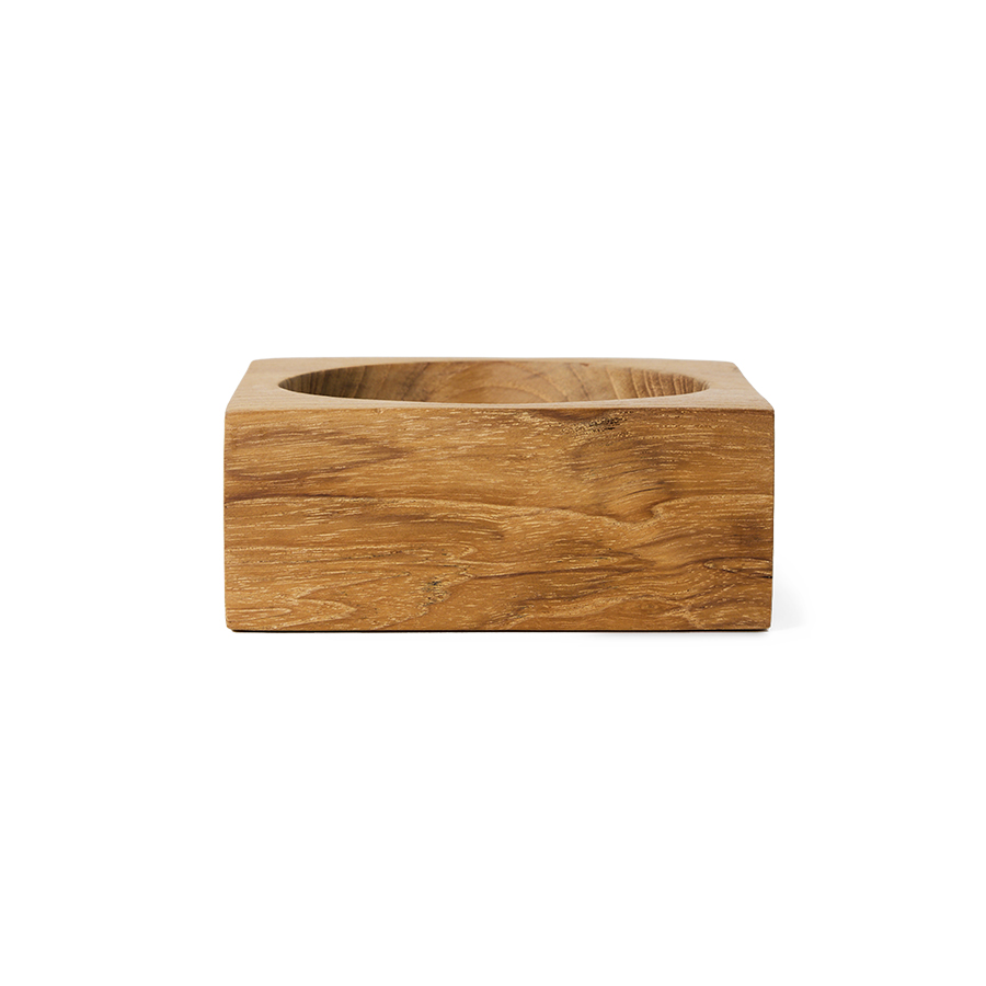 Teak cube bowl, small