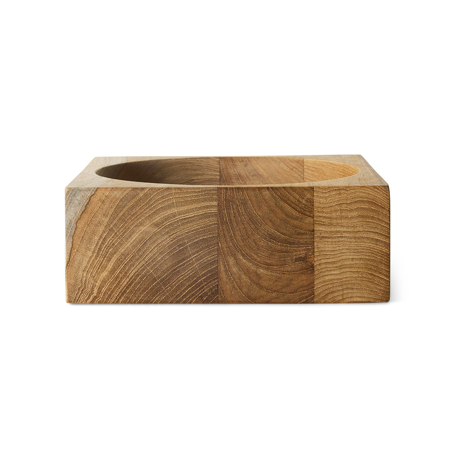 Teak cube bowl, medium