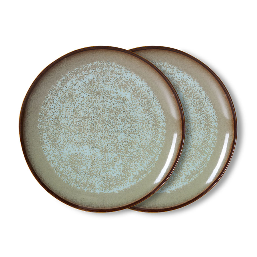 70s ceramics: dinner plate, contrast (set of 2)