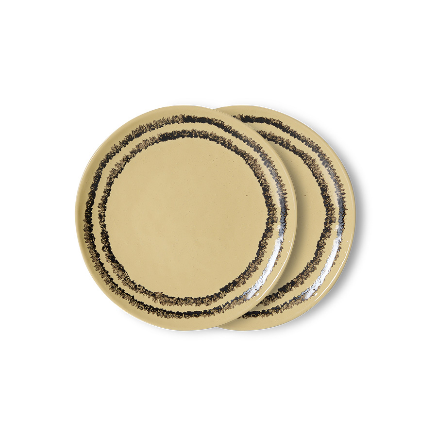 70s ceramics: dessert plate, vanilla (set of 2)