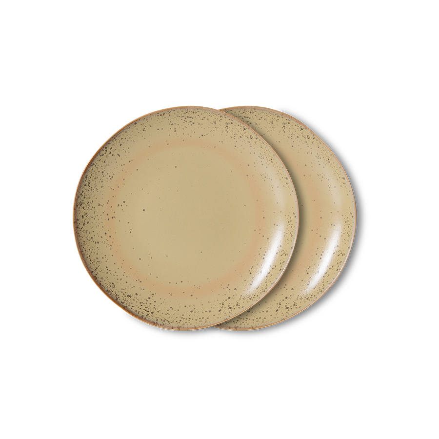 70s ceramics: dessert plate, grit (set of 2)