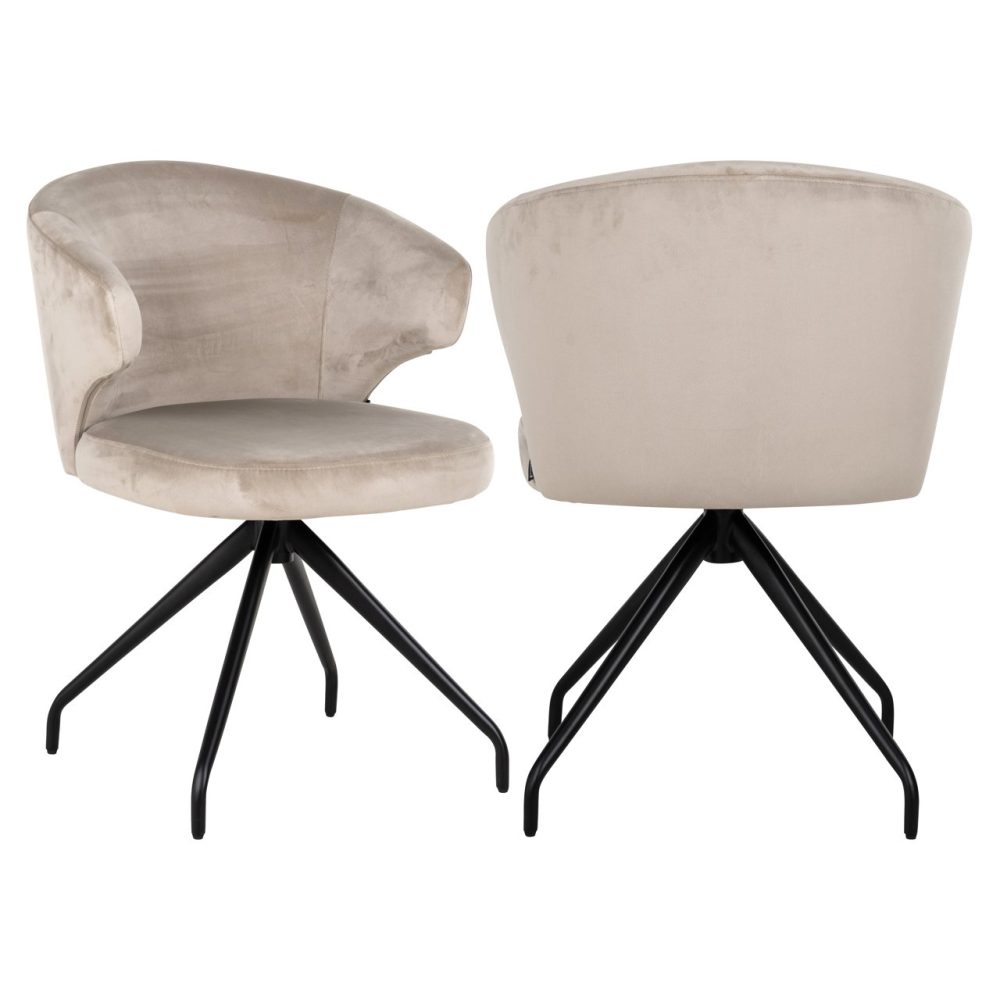 Eetkamerstoel Milly khaki velvet swivel