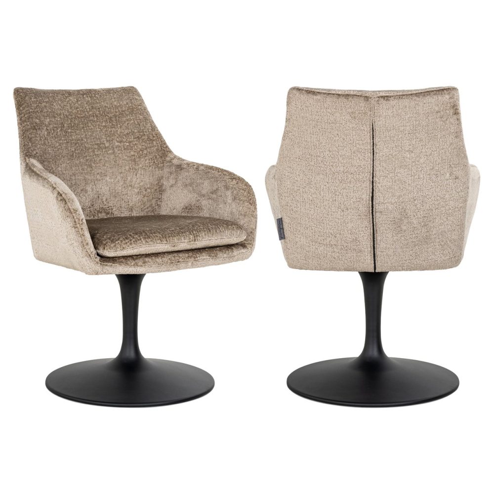 Eetkamerstoel Marlon taupe chenille swivel