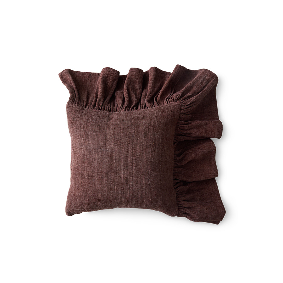 Ruffle cushion, chestnut (50x50cm)