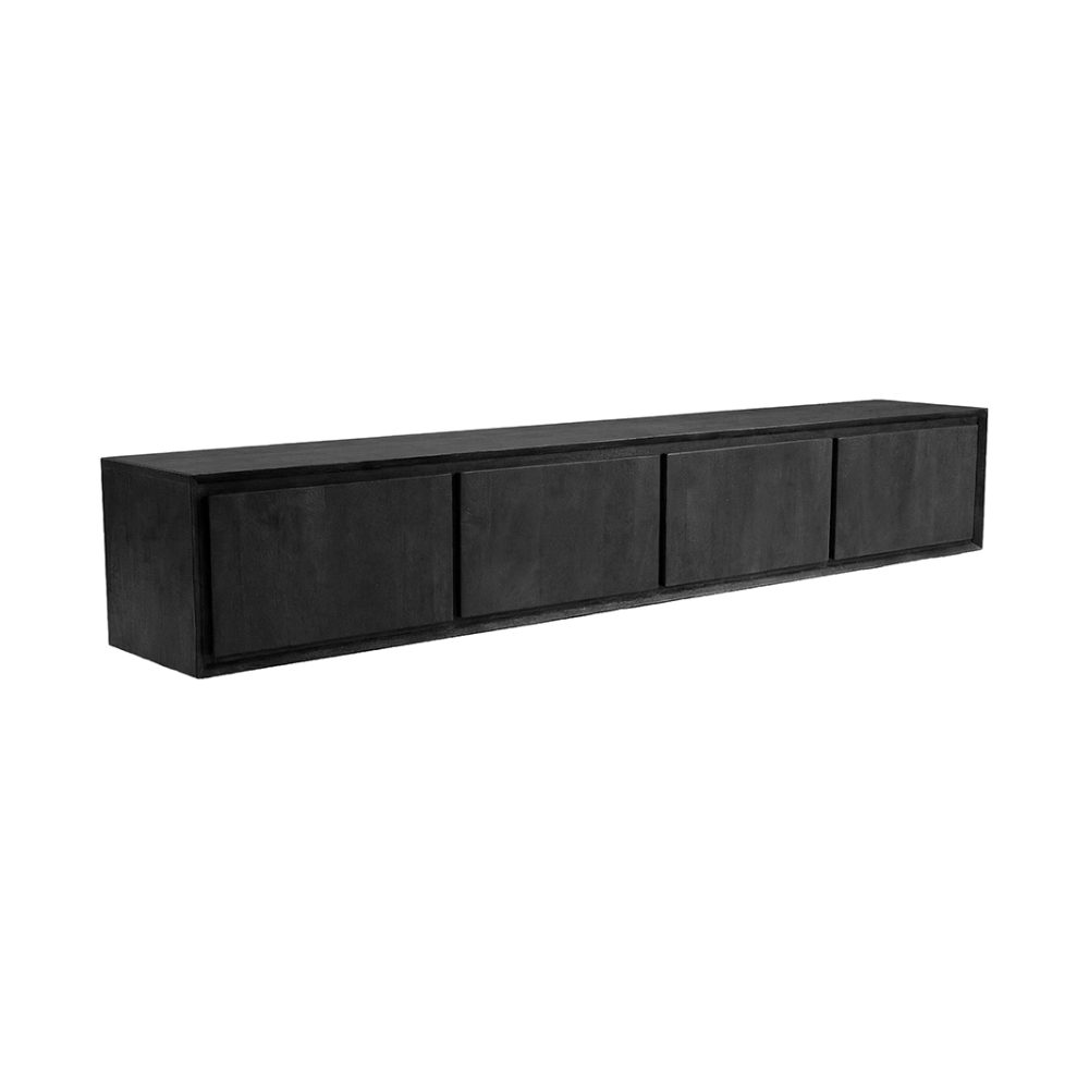 Tv-meubel Nori - Zwart - Mangohout - 220 cm