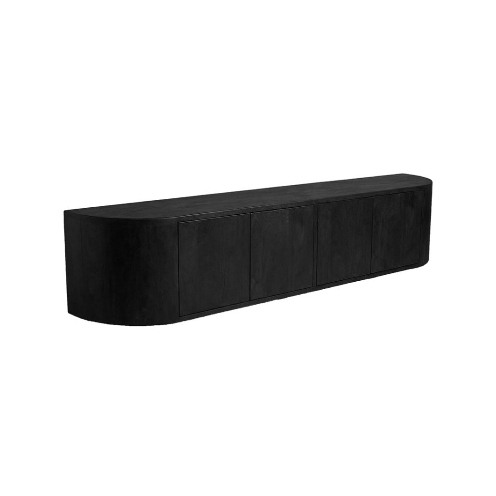 Tv-meubel Saya - Zwart - Mangohout - 190 cm