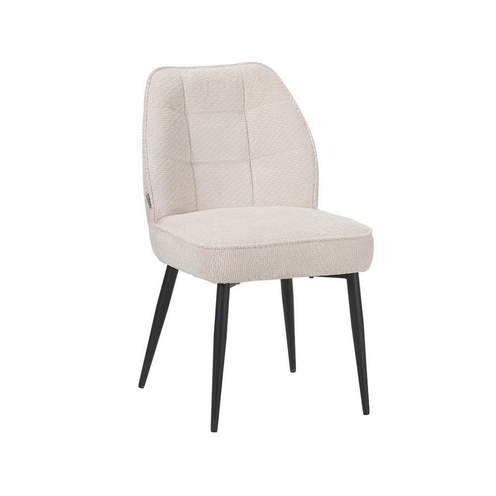 Eetkamerstoel Liam - Naturel - Egon - Zwart Metalen Frame