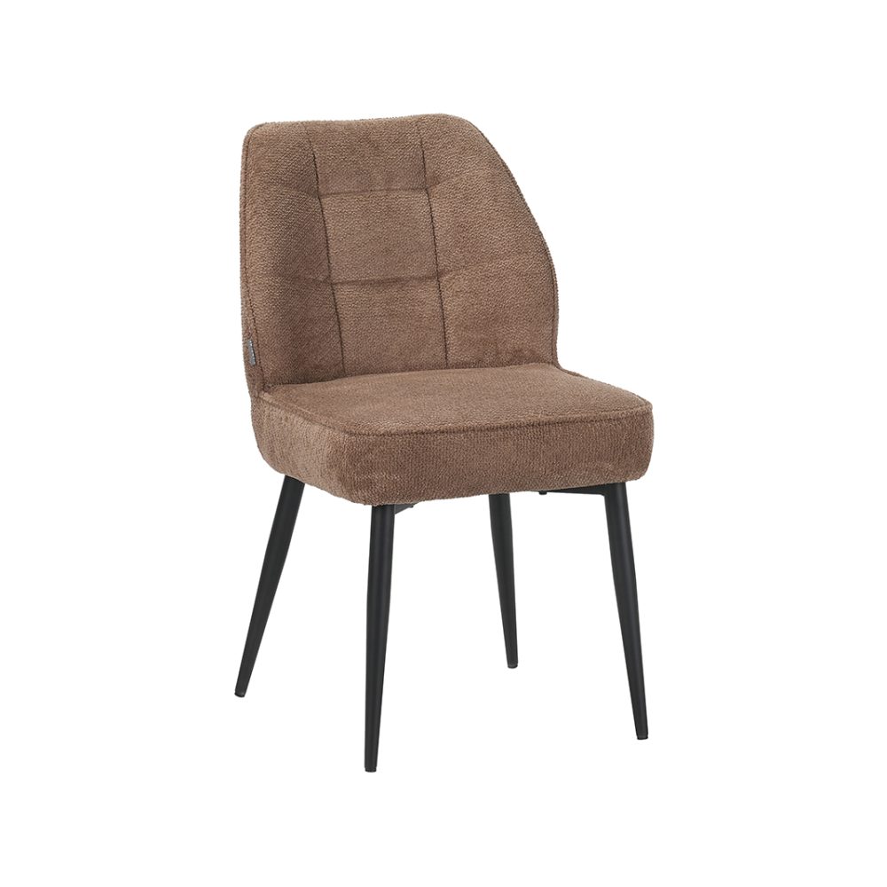 Eetkamerstoel Liam - Taupe - Egon - Zwart Metalen Frame