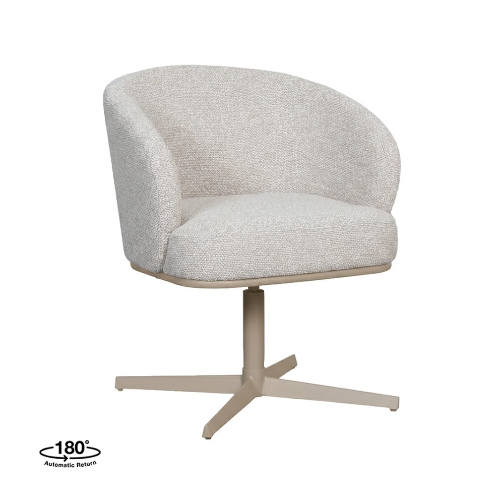 Eetkamerstoel Cannes - Naturel - Royal Boucle - Taupe Metalen Frame