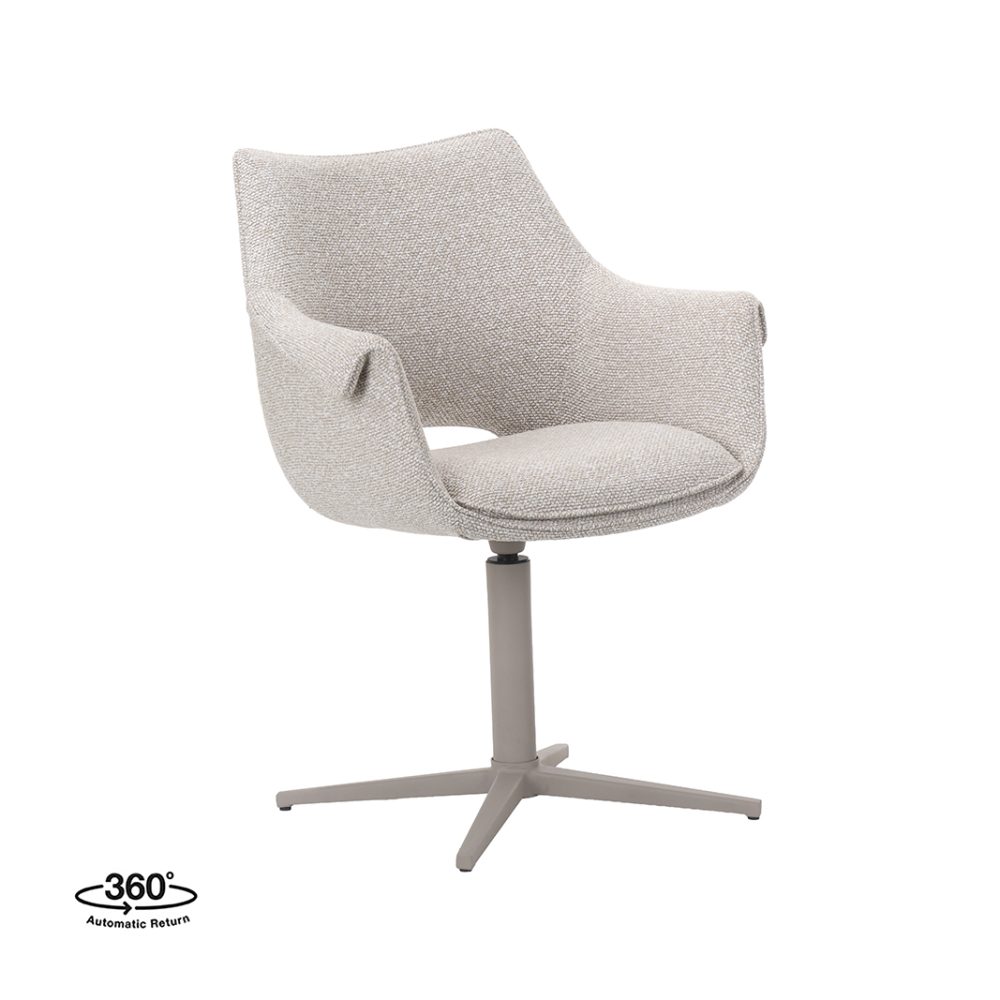 Eetkamerstoel Nozomi - Naturel - Royal Boucle - Taupe Metalen Frame