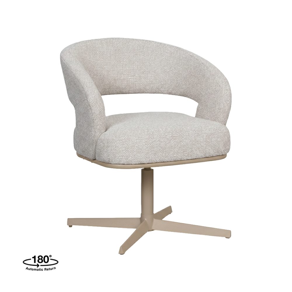 Eetkamerstoel Monaco - Naturel - Royal Boucle - Taupe Metalen Frame