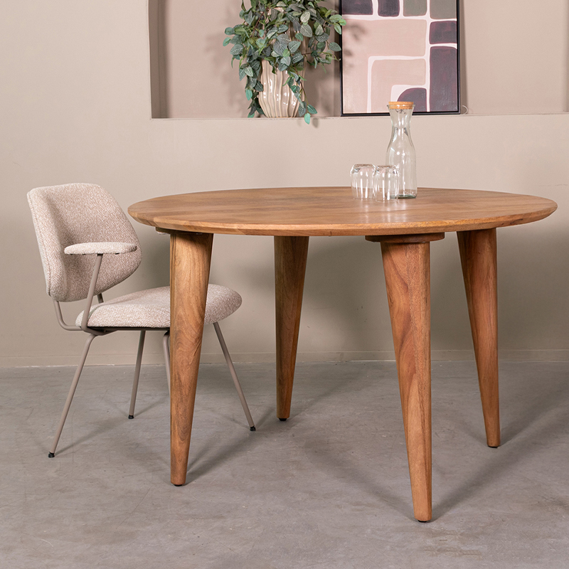 Eetkamertafel Fly - Nature Smooth - Mangohout - 120 cm - Rond