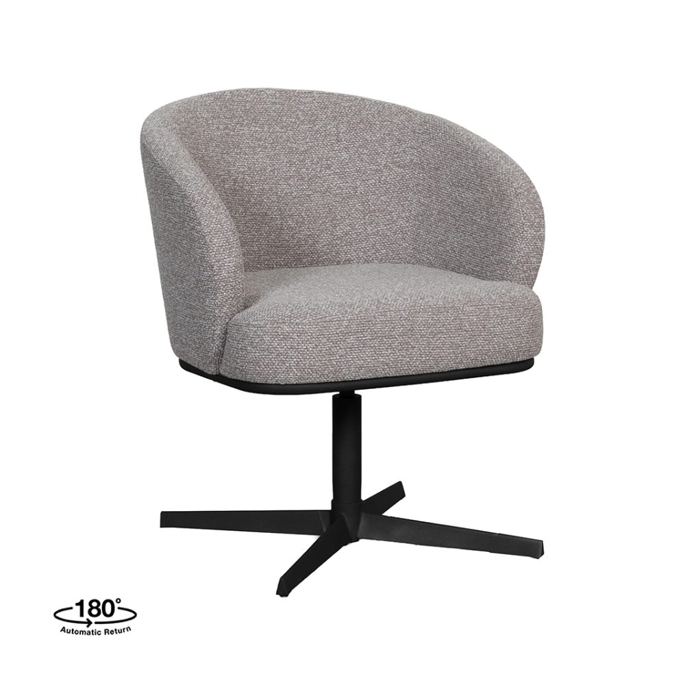 Eetkamerstoel Cannes - Mushroom - Royal Boucle - Zwart Metalen Frame