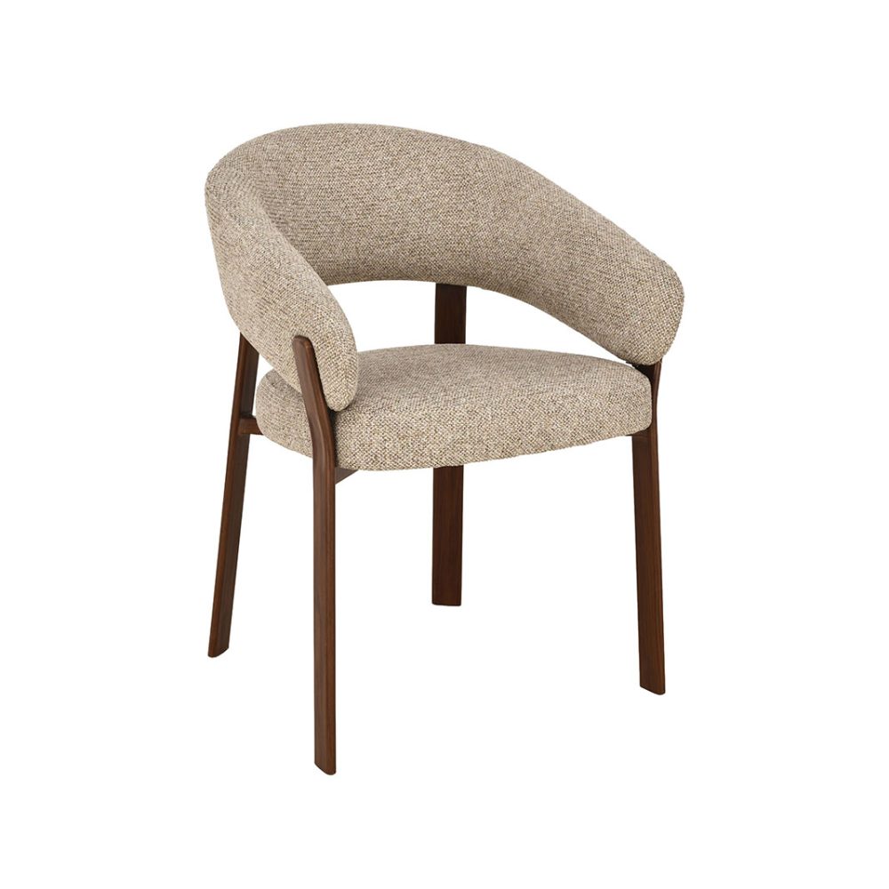 Eetkamerstoel Sato - Beige - Prestige - Walnoot Houten Frame