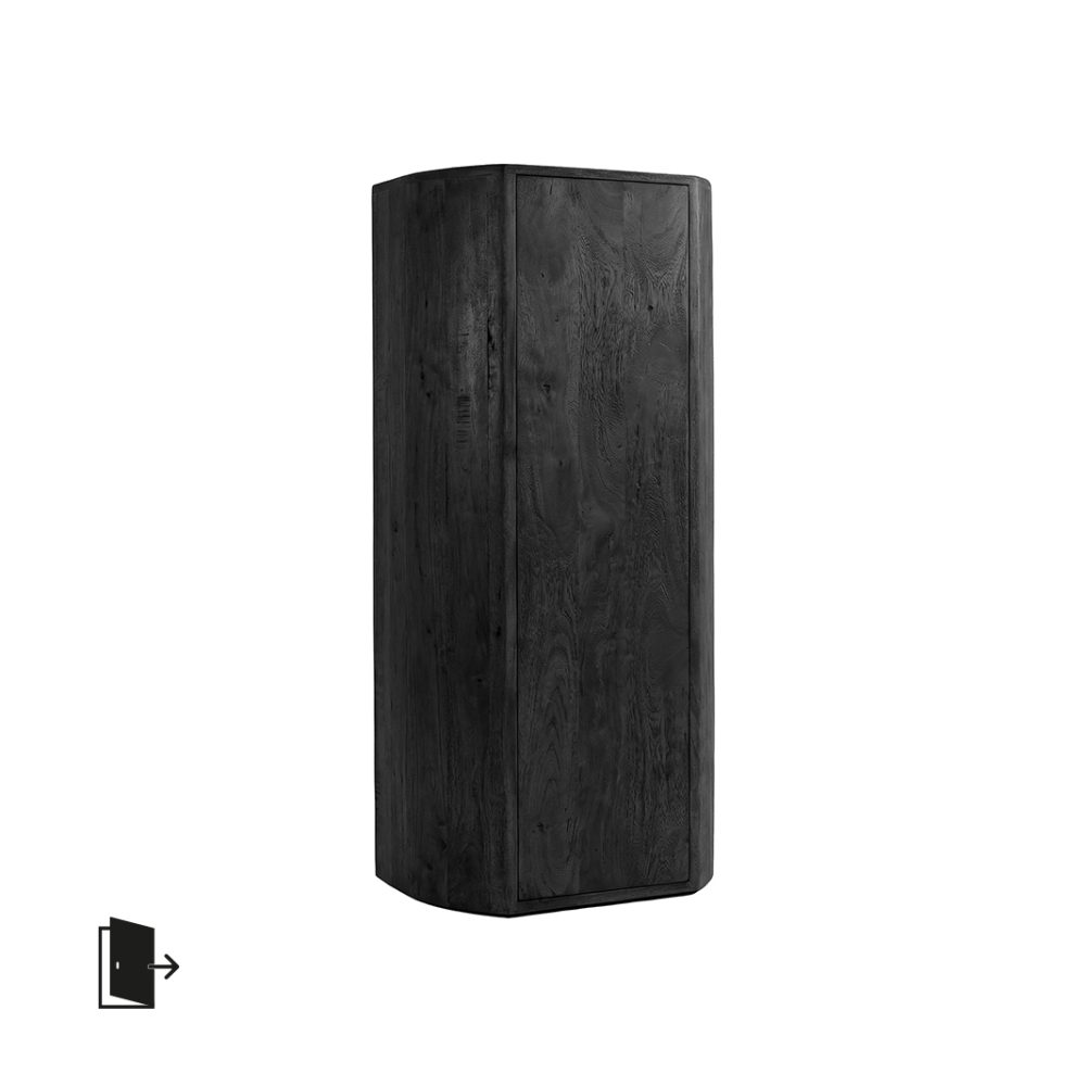 Bergkast Saya - Zwart - Mangohout - 140 cm - Rechts