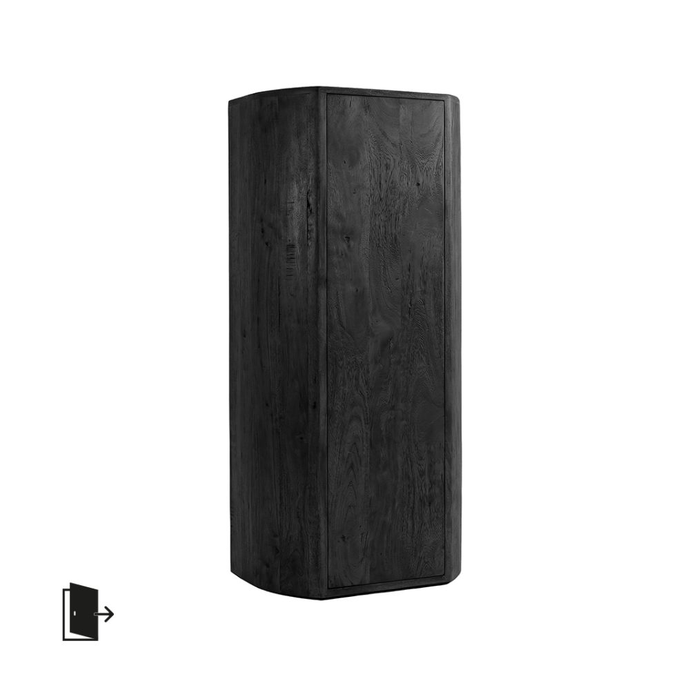 Bergkast Saya - Zwart - Mangohout - 160 cm - Rechts